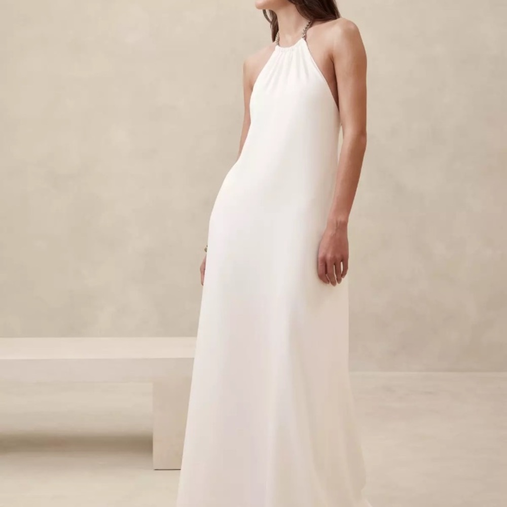 Banana Republic CREPE HALTER GOWN DRESS SZ 20 XL Iced vanilla ivory #447046 NEW